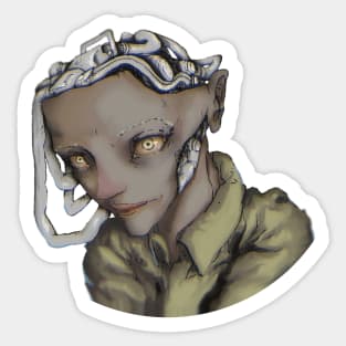 silens robot girl with a cyber brain suffers in the dark Sticker